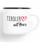 Huuraa Emaille Tasse Tiroler mit Herz Geschenk 300ml Vintage Emaille Becher Tiroler Geschenkidee