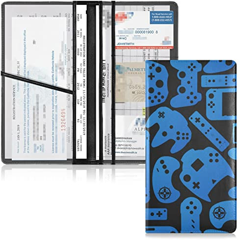 linqin Car Registration & Insurance Holder Glovebox Folder Car Insurance Holder Video Game Controller Gadgets