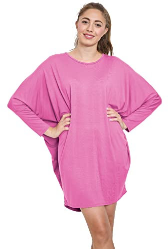 Van Der Rich ® - Vestido Casual Túnica Manga Larga Oversize Talla única - Mujer (Fucsia, TU)