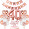Conruich Geburtstagsdeko 40 Jahre Frau: Luftballon Set, Rosegold Tortendeko, Happy Birthday Banner, Ballon 40, Konfetti Ballons, Herz & Stern Folienballons
