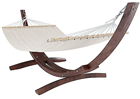 Amaca Da Giardino Con Supporto In Legno Robusto E Telo In Cotone Resistente Portata Max 150 Kg Ideale Per Esterno Terrazzo Balcone Piscina Design Moderno Magelang 320 x 100 x 100 Cm Colore Beige