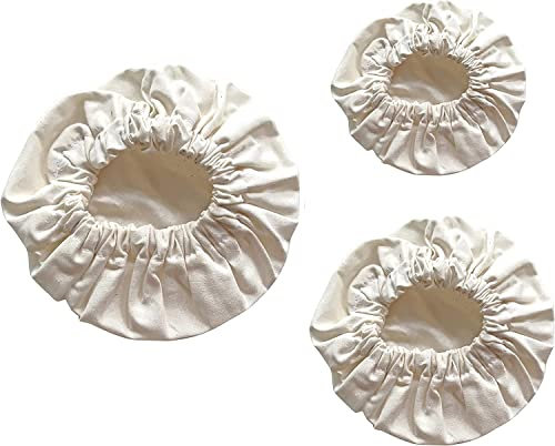 3-Pack Organic Bowl Cover Stretchable Reusable Linen Lids Food Storage Bowl Covers for Leftovers | 100% Cotton Cloth Machine Washable (M,L,XL)