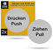 Aufkleber Set Drücken Ziehen Push Pull, 1 Paar, Ø 65 mm, doppelseitige selbstklebende Folie, Klebeseite bei Ziehen, Türschild Klebepad für Innen- und Außenbereich, Hinweis Schild Klebesticker Kit