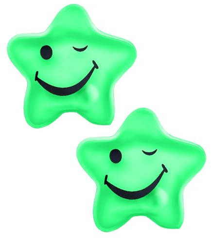 Leddy Living Handwärmer, 2 Stück, Handwärmer, Taschenwärmer, wiederverwendbar, aus PVC für kalte Tage, Wandern, Abende im Freien im Herbst und Winter (grüner Stern)