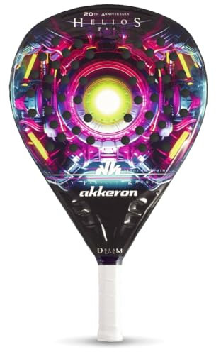 Akkeron - Pala de Padel - Modelo Helios 20th 2024 - Carbono 100% - Power Blast EVA - Forma Diamante - Barniz Brillo - Potencia - 350/365g,