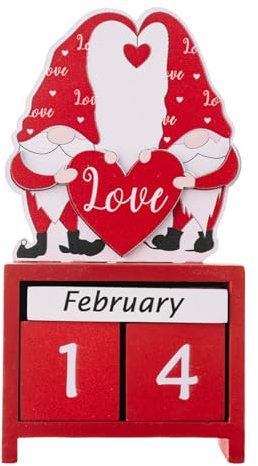 Valentinstags-Adventskalender, 3D-Schreibtischkalender, Countdown-Kalender, Herz-Ornamente, Holz-Schreibtischdekoration, Tischdekoration