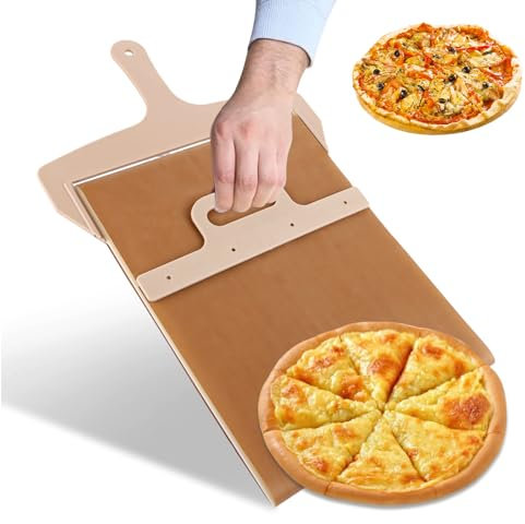 DAJAVE 2 Pezzi Sliding Pizza Peel, Pala Pizza Scorrevole Pgtc Perfetta per Trasferire Pizze, Pala per Pizza Antiaderente con Manico Scorrevole, Pala per Pizza,Utensile da Cucina per Pizza