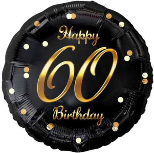 Party Austria Folienballon Geburtstagsballon 45cm Zahlenballon Zahl 18-60 Meilensteinballon Milestone Birthday runder Geburtstag schwarz/weiß Luftballon (60 schwarz)