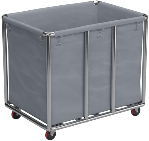 yeshine Wäschewagen Edelstahl, Kommerzieller Wäschewagen, Wäschekorb Groß mit Rollen, laundry Baskets für Home Hotel Wäschekammer Krankenhäuser, 90×65×81cm (Graues)