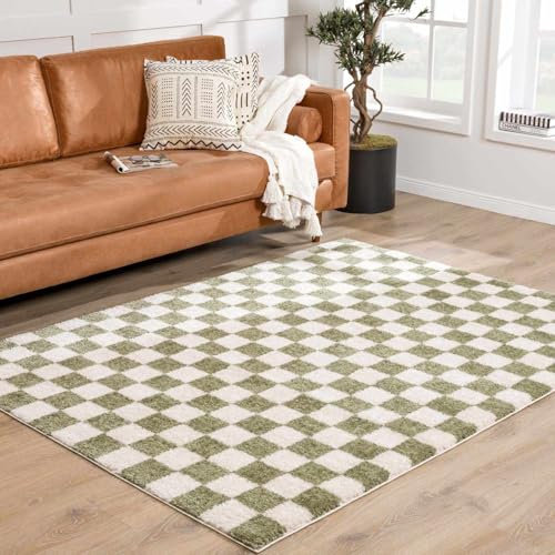 Hauteloom Canika Living Room, Bedroom Machine Washable Area Rug - Contemporary - High Pile - Peach, Lime Green - 61cm x 89cm