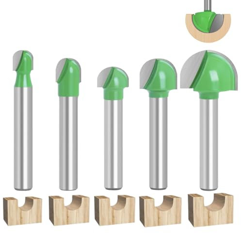 Hugwish fresadora para madera, fresa radio 6mm / 8mm /10mm / 12mm / 18mm, fresas madera (8mm 5pcs)