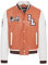 Infinity Leather Letterman-Bomberjacke aus Baseball-braunem, weißem Leder für Herren