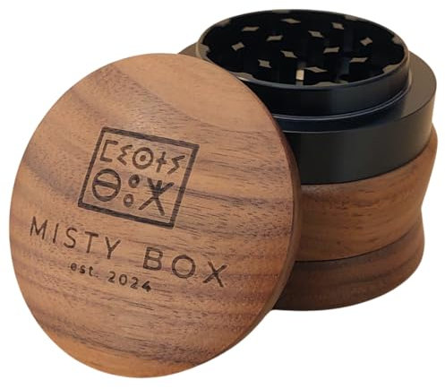 Misty Box - Premium Grinder, 4-teiliger Crusher aus edlem Holz | robuster und langlebiger 67mm Holzgrinder | ideal als Geschenk
