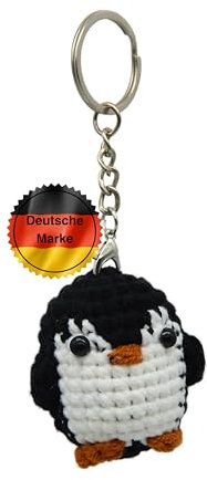 KEYSPACE Schlüsselanhänger Pinguin Paul - gehäkelter Pinguin - niedliches Pinguin Geschenk für Freundin - Penguin - Pinguine - besondere Geschenke für Frauen - besonderes Geschenk Liebespaar
