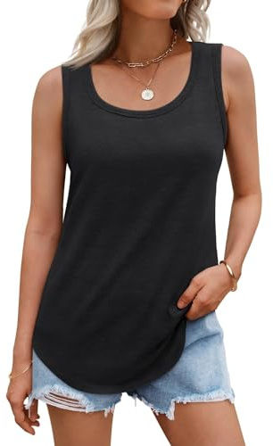 DUOEASE Canotta Donna Estiva Basic Girocollo Canotta a Costine Elegante Canotta Senza Maniche