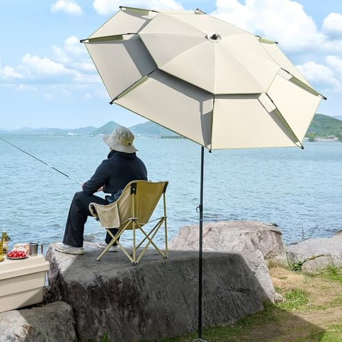 BVDHASDBT Parasol déporté pour table d'extérieur résistant au vent, durable, léger, simple pour plage, terrasse, jardin, pêche en plein air, 2,2 m
