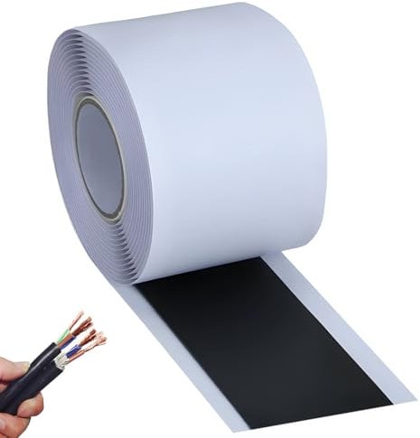 Isolierband, Dichtband Selbstklebend, Zusammengesetztes Wasserdichtes Isolierband Korrosions - Und Uv zum Isolieren, Bündeln Und Sichern von Kabeln Bis 1-35 Kv - 1,65 Mm X 50 Mm X 3 M (Schwarz)