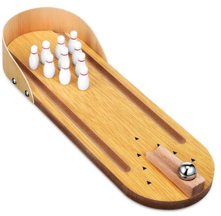 POPETPOP Mini Bowling Toy Set Wooden Boys and Girls Bowling Games for Indoor Play for Birthday Party Supplies for Boys and Girls and Adults