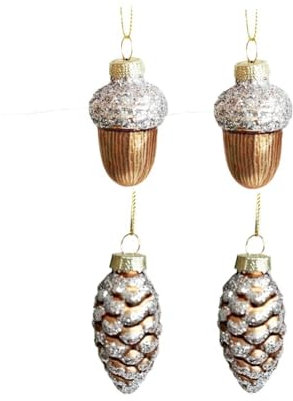 GBZIJIE Weihnachtsdeko,Christmas Decorations Glas Tannenzapfen Eicheln Christbaumschmuck Glas Kleine Weihnachtsbaum Spielzeug Set Tannenzapfen Dekoration Navidad