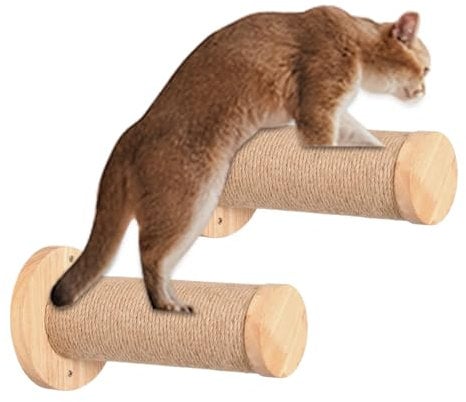 Cat Climbing Shelves -Cat Climbing Wall, Post Stable Wood Scratching Post And Safe Ladder 2X - Pet Furniture Supplies Wall Mounted Gatit Wall Shelf