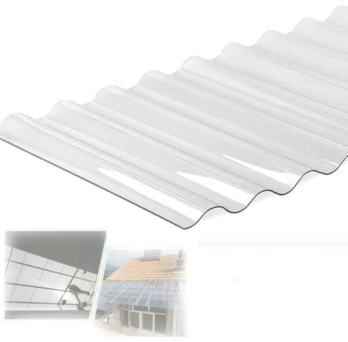 ZIUSFAC Panel De Techo Transparente De 2 Mm, Láminas De Policarbonato, Tablero Impermeable para Invernaderos, Placa Ondulada Resistente A Los UV Panel para Tejado(5Pcs,36.6x28in/93x70cm)