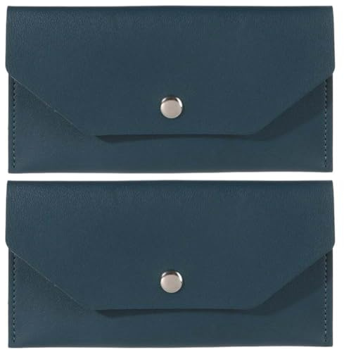 CALFOVERA 2 Porte Monnaie Réutilisable en Cuir PU Enveloppes de Rangement pour Budget Vert Foncé Étanche pour Billets de Banque Pochette Organisateur Rétro pour Étudiants Bureau Voyage