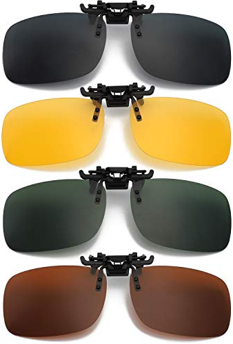 Hifot 4 Pack Sonnenbrille Flip Up Polarisiert Brillenträger Randlose Myopie Sonnenbrille für Frauen und Männer