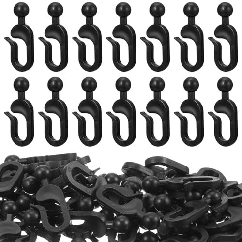 50PCS Gazebo Curtain Hooks Plastic Invisible Curtains Track Hooks for Outdoor Gazebo Canopy Home Hotel Mosquito Netting Accessories (Black)