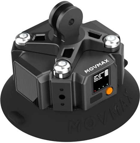 MOVMAX 4.5 Solar Electronic Suction Cup, Compatible with Blade Arm & Razor Arm for Pocket 3/Action Camera/Camera Car Mount, Solar-Powered/Auto Pressure Detection/LCD Display