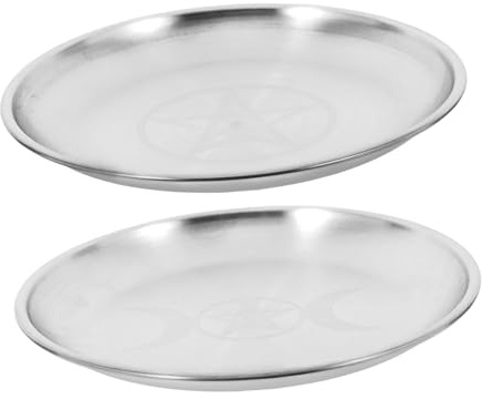 POPETPOP 2pièces Lot de Plateaux Rituels Fer Porte-Bougies et Bols à Offrandes Décoratifs pour Purification Accessoires Wicca et Tarot