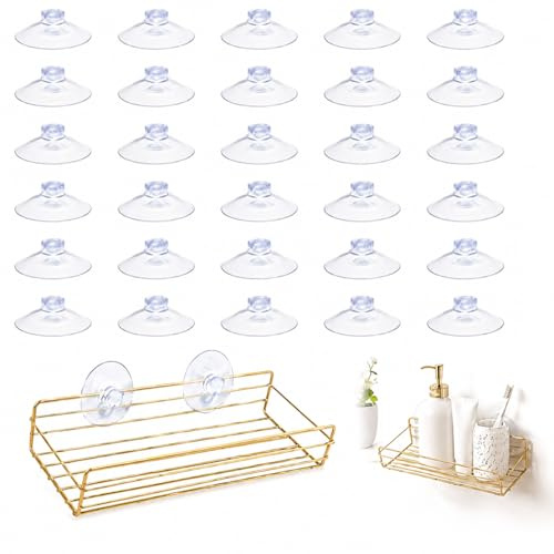 CQXSYTBN Ventose con ganci trasparenti da 40 mm, set 30 pezzi, supporti per finestre bagno cucina, ideali per decorazioni, luci, asciugamani e oggetti sospesi