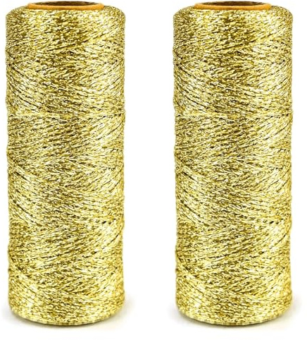 JAXICREY Golden Cord, Gold Cord 200 m, Craft Wire Gold 1 mm, Gold Thread, Golden Wire for Crafts, Golden Cord, Gold Yarn for Crocheting for Crafts, Christmas, DIY Crafts, Decoration