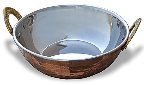 Stylla London® Copper Serving Bowl Indian Karahi Pan Pot Dishes Serve Ware