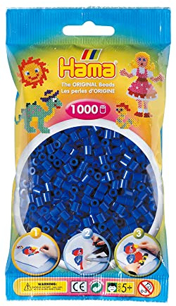 Hama Perlen 1000 Stk. Bügelperlen Kunststoff 5.0 mm Durchmesser Ganzjährig Bastelperlen Kreativset Kinder Erwachsene Blau