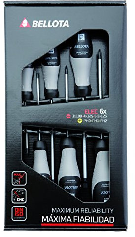 Bellota 66291-ELEC - Destornilladores para electricista, Kit de 6 destornilladores de máxima fiabilidad