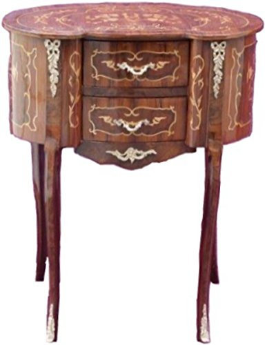 Casa Padrino Barock Telefontisch Mir 2 Schubladen Beistelltisch Modell Mahagoni Braun Intarsien 80 x 64 x 44 cm