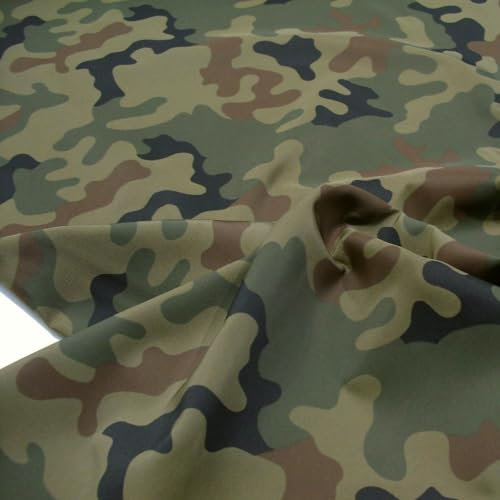 TOLKO Camouflage Stoff aus Baumwolle | Robust Farbecht und UV-beständig | Uniform Stoffe zum Nähen Meterware im Armee Flecktarn | mittelschwer 150cm breit