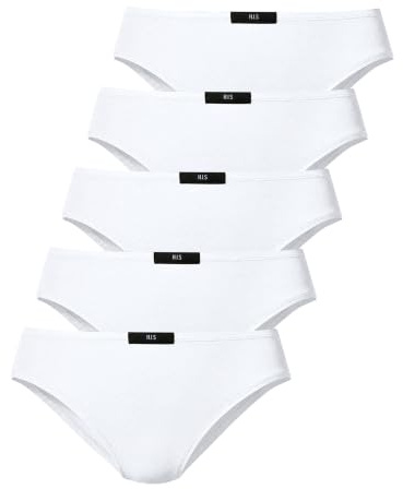 H.I.S Damen Slip (5 Stück) | Logo-Bund, Baumwoll-Mix: Weich & atmungsaktiv, Flache Nähte