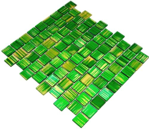 Mosaik Fliese Glasmosaik Crystal Milchglas grün klar gefrostet matt für WAND BAD WC DUSCHE KÜCHE FLIESENSPIEGEL THEKENVERKLEIDUNG BADEWANNENVERKLEIDUNG Mosaikmatte Mosaikplatte