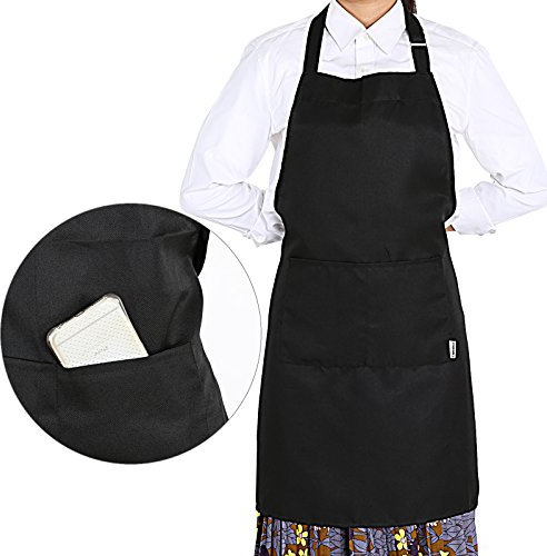 GWHOLE Delantal Cocina Impermeables con 2 Bolsillos Negro