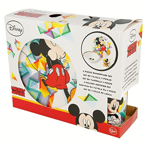 Set spuntino in ceramica in confezione regalo 3 pezzi (ciotola, piatto, tazza) di Topolino