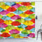 ABAKUHAUS Bunt Duschvorhang, Lebhafte Regenschirmfiguren, mit 12 Ringe Set Stielvoll Modern Farbfest und Schimmel Resistent, 175x180 cm, Grün Gelb