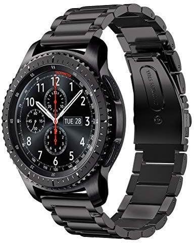 DD Armband Kompatibel mit Galaxy Watch 46mm / Galaxy Watch 3 45mm / Samsung Gear S3 Frontier/Classic Smartwatch/Huawei Watch GT, 22mm Edelstahl Ersat Uhrenarmband (Schwarz)