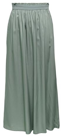 ONLY Damen Maxi Falten Rock | Einfarbiger Plissee Skirt mit Gummizug | Wadenlanges Basic ONLVENEDIG, Farben:Grün, Größe:XL