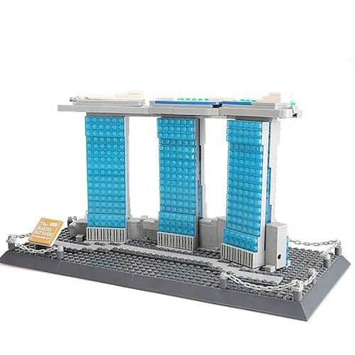 Marina Bay Sands Hotel in Singapore. Architecture building bricks set.