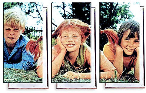 Unified Distribution Pippi Langstrumpf - Dreiteiler (120x80 cm) Kunstdruck auf Leinwand • erstklassige Druckqualität • Dekoration • Wandbild