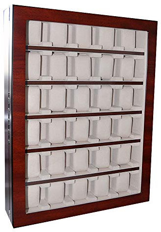 Uhrenvitrine Wandvitrine für 30 Uhren Farbe Braun Schaukasten
