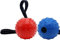 Vivifying Dog Ball on a Rope, 2 Pack Natural Interactive Rubber Dog Ball for Fetch, Catch, Throw and Tug of War (Blue+ Red)