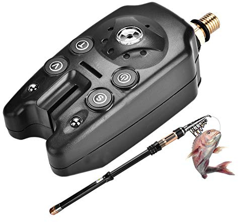 Indicateur de grève de pêche Signal sonore de Morsure de pêche Annonciateur de pêche pour la pêche en Eau Douce(Black)