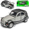 NEW Citroen 2cv Grau Schwarz Charleston 6 Ente 1949-1990 1/24 Welly Modell Auto mit individiuellem Wunschkennzeichen